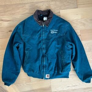 Vintage Carhartt Teal Jacket with Chocolate Collar